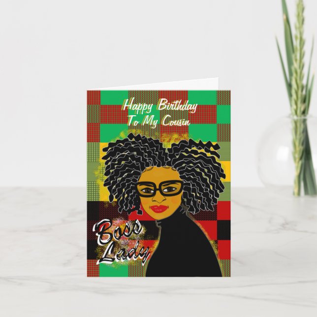 Carte Boss Lady Cousin Afro-Américain Anniversaire (Devant)