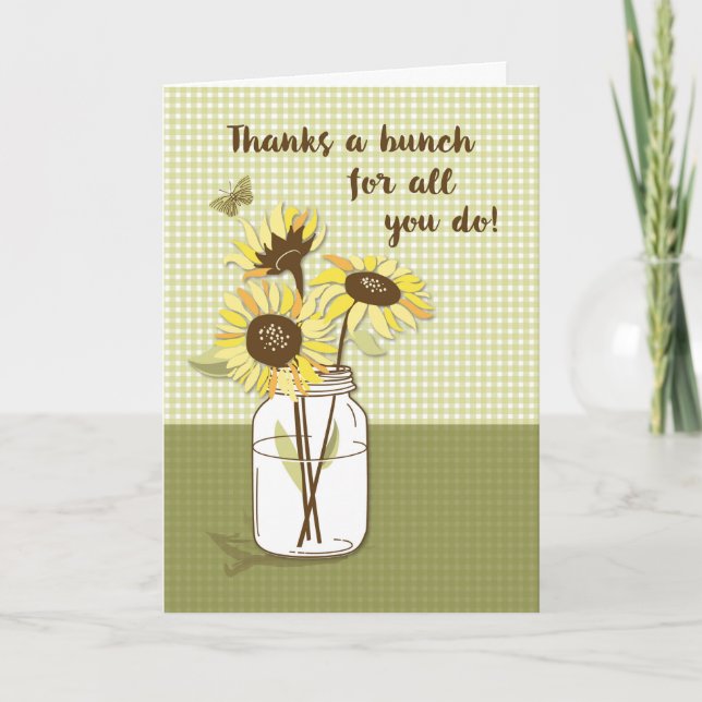 Carte Boss’s Day with Sunflowers à Mason Jar (Devant)