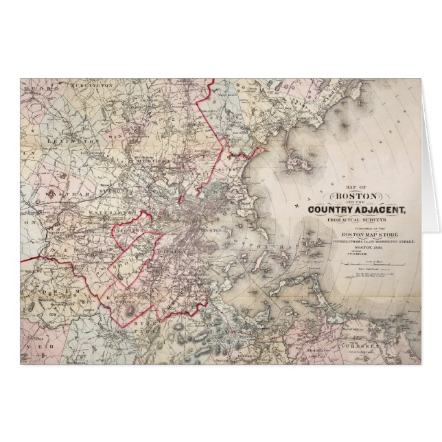 Carte : Boston, 1883 (Devant Horizontal)