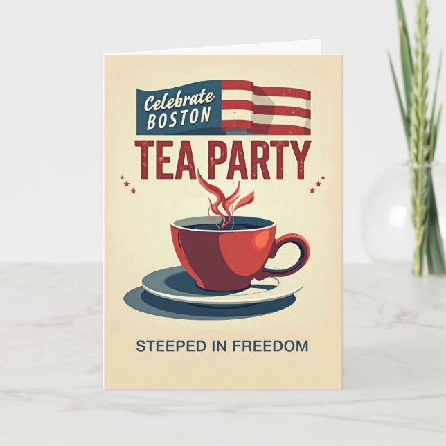 Carte Boston Tea Party Day Bold Red Cup American Banner (Devant)
