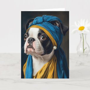 Carte Boston Terrier Avec Perle Élevant Toutes Les Occas