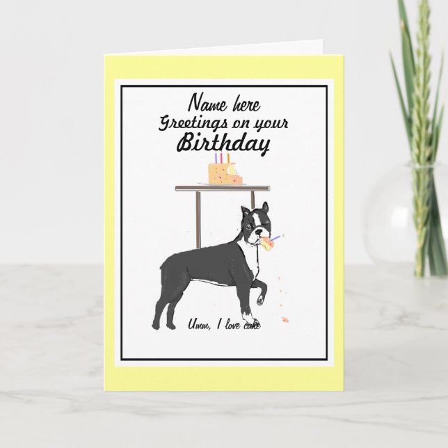 Carte Boston Terrier Birthday card Ajouter le nom (Devant)