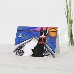 Carte Boston Terrier Boat Sunset Custom