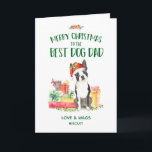 Carte Boston Terrier Christmas Card From Dog<br><div class="desc">Cute Boston Terrier Christmas Card from the dog features a cute Boston Terrier wearing a Santa hat,  sitting with Christmas gifts. Personalize with your own greeting and dog name. Makes a cute gift for any dog Dad.</div>