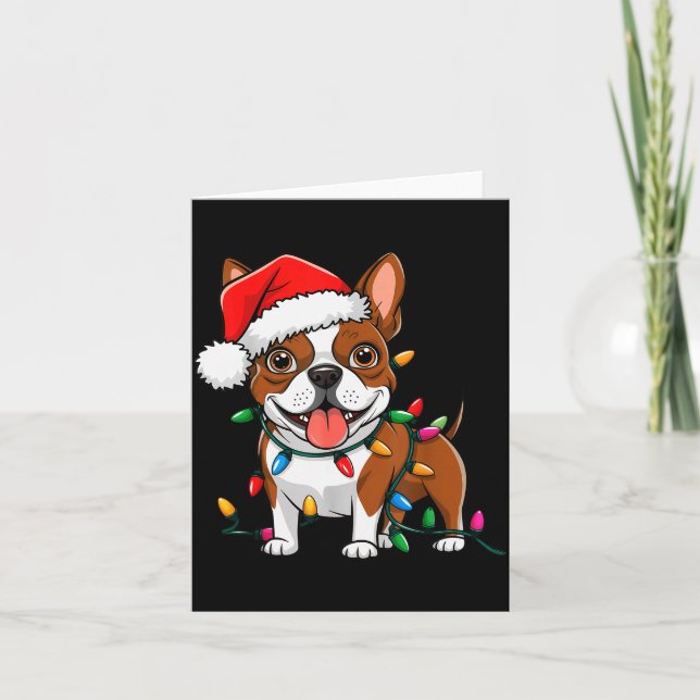 Carte Boston Terrier Christmas Lights Xmas Dogs Men Wome (Devant)