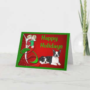 Carte Boston Terrier Christmas Little Angels