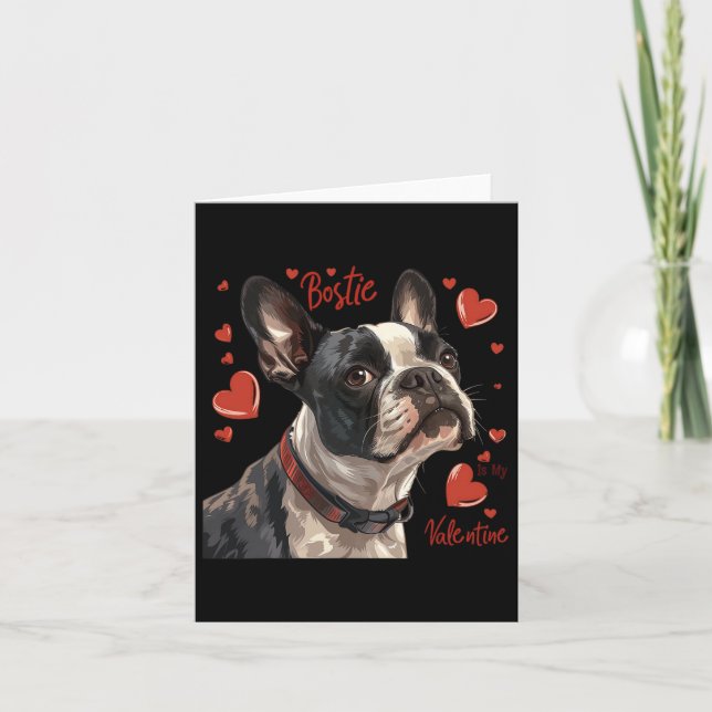 Carte Boston Terrier est mon Saint-Valentin Chien de com (Devant)