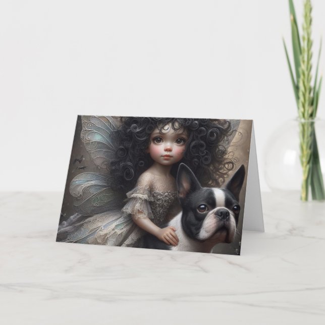 Carte Boston Terrier et Fairy (Devant)