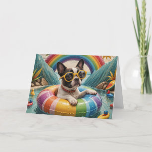 Carte Boston Terrier flottant un jour d'été