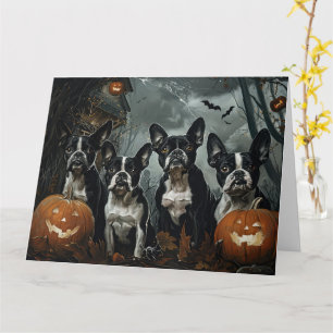 Carte Boston Terrier Halloween nuit chien délice