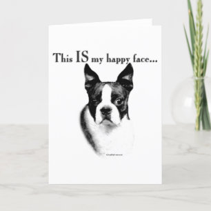 Carte Boston Terrier Joyeux Visage