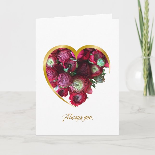 Carte Botanical Valentine’s Day Card – Floral Heart with (Devant)