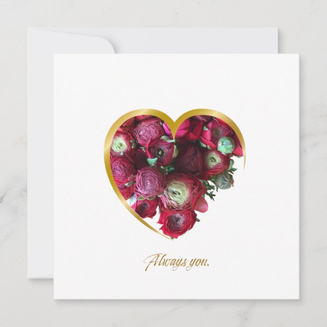 Carte Botanical Valentine’s Day Card – Floral Heart with (Devant)
