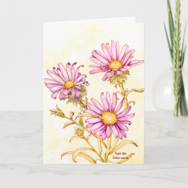 Carte Botanical wildflower watercolor, blank inside (Devant)