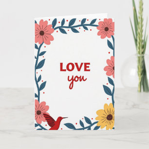 Carte botanique d'amour romantique