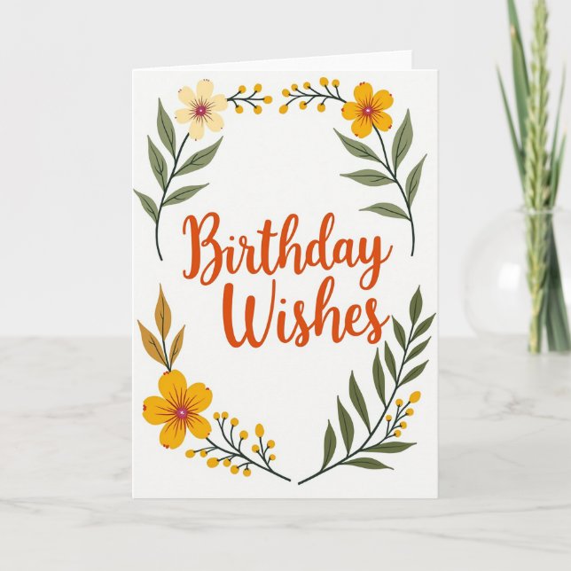 Carte botanique d'anniversaire chaleureuse (Devant)