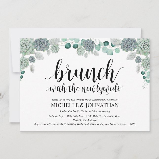 Carte botanique d'invitation de brunch de mariage (Devant)
