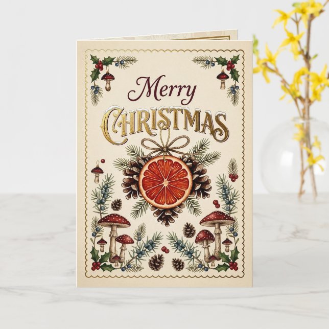 Carte Botaniques de Noël vintage (Fleur jaune)