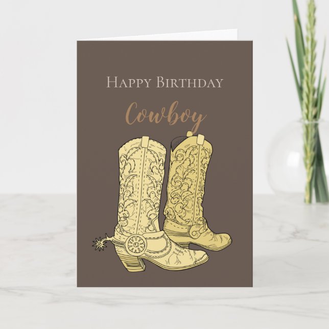 Carte Botte de cowboy Brown Anniversaire (Devant)