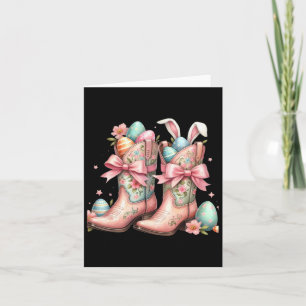 Carte Botte de cowboy Coquette Bunny de Pâques Ouest E