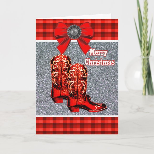 Carte Botte Western Red Cowboy Et Vacances Plaid (Devant)