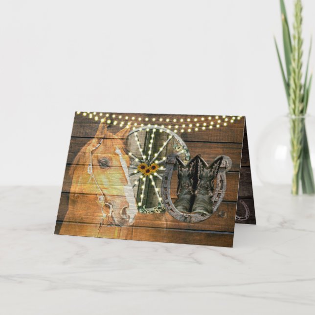 Carte Bottes de cow-boy à roue Western Horse Horseshoe W (Devant)