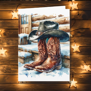 Carte Bottes de cow-boy sur le porche avant par un jour 