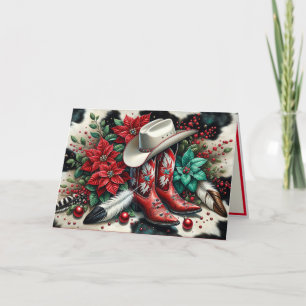 Carte Bottes de cowboy de l'Ouest Vache florale Cacher N