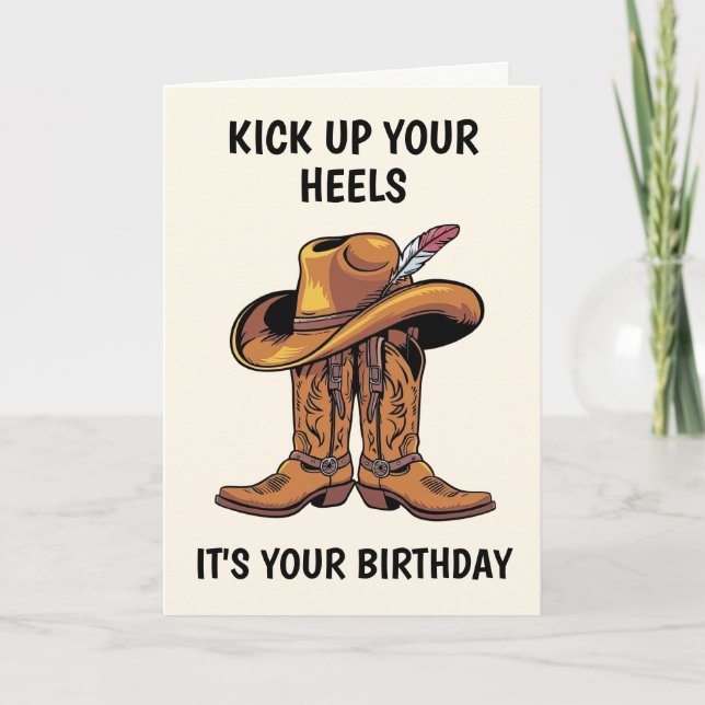Carte Bottes de cowboy et anniversaire Casquette (Devant)