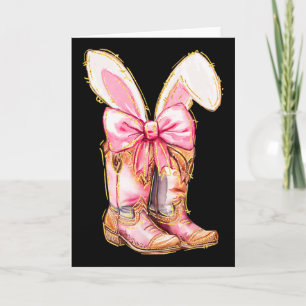 Carte Bottes de cowboy Lapin de Pâques Bonjour Coquette