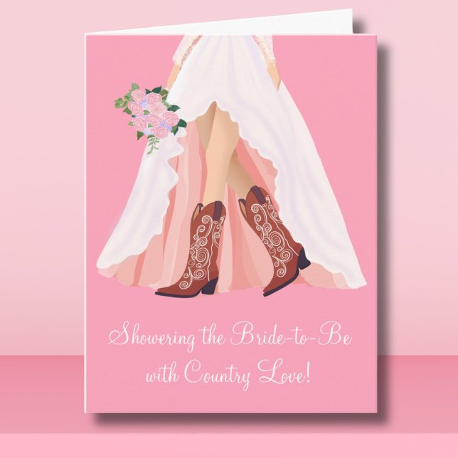 Carte Bottes de cowboy sous la douche et robe de mariée  (Créateur téléchargé)