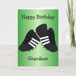 Carte Bottes de football personnalisées petit-fils anniv