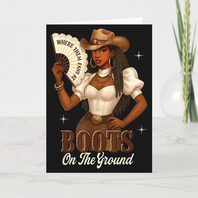 Carte Bottes d'histoire noire sur le terrain Cowgirl Wes (Devant)