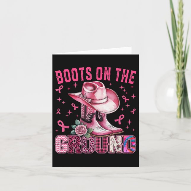 Carte Bottes Sur Le Sol Pink Cowgirl Cancer Du Sein Wom (Devant)
