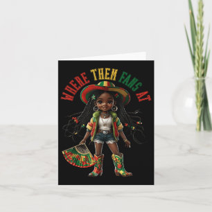 Carte Bottes Sur Le Terrain Black Girl Cowgirl Où Ils