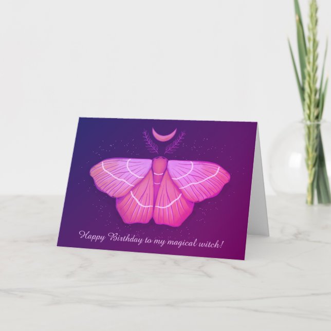 Carte Bouche Lune Purple Magique Insecte Anniversaire (Devant)