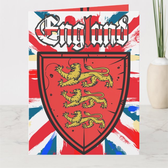 Carte Bouclier en bois de lions de l'Angleterre trois (Devant)