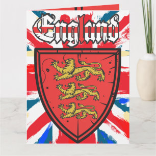 Carte Bouclier en bois de lions de l'Angleterre trois