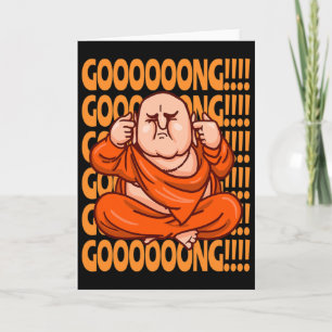 Carte Bouddha de méditation bouddhiste drôle avec gong b