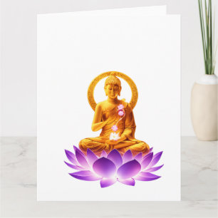 Carte Bouddha de méditation Lotus Doré Yoga Spirituel De