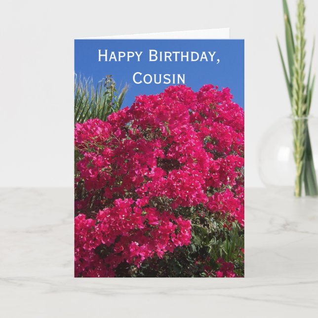 Carte Bougainvilliers Personnalisé Cousin Anniversaire (Devant)