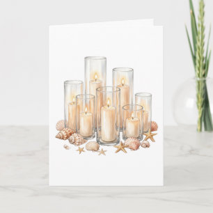 Carte Bougie Côtière Aquarelle Coquillages
