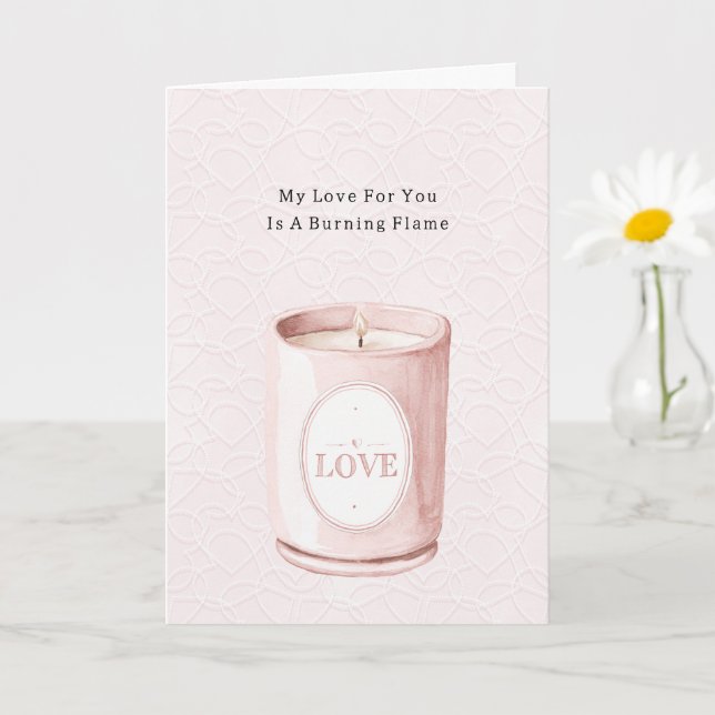Carte Bougie d'amour rose (Petite plante)