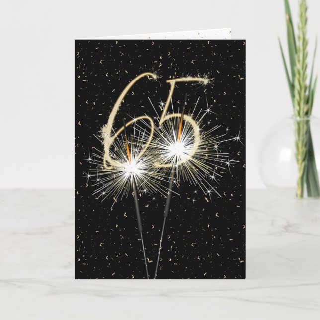 Carte Bougie d'anniversaire 65 ans sur fond noir (Devant)