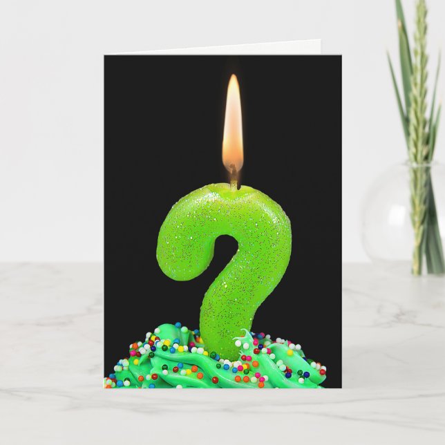 Carte bougie d'anniversaire de point d'interrogation (Devant)