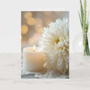 Carte Bougie de mariage avec chrysanthème blanc