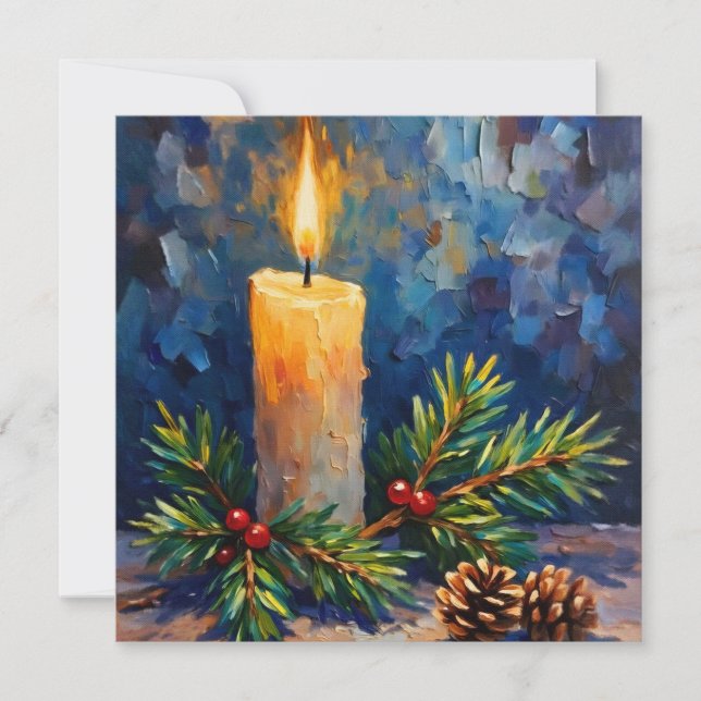 Carte Bougie de Noël avec pin (Devant)