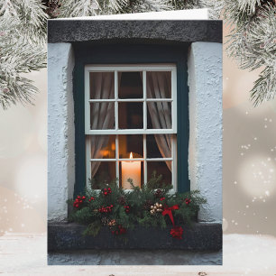 Carte Bougie de Noël irlandaise à la fenêtre Joyeux Noël