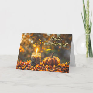 Carte Bougie d'équinoxe d'automne avec mini citrouille e