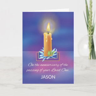 Carte Bougie religieuse pour l'anniversaire d'un deuil